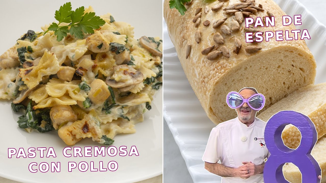 PASTA CREMOSA con pollo y espinacas - PAN de ESPELTA // Joseba y Karlos Arguiñano