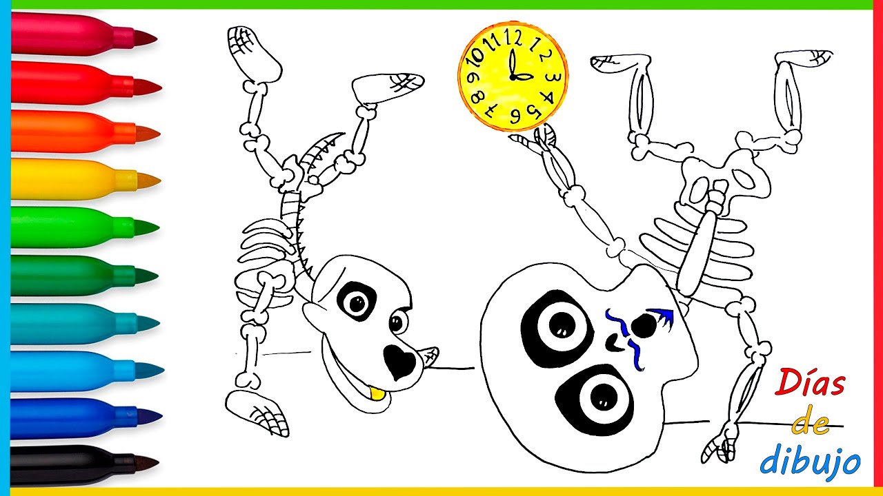 Dibuja Y Colorea Las Calaveras Cuando El Reloj Marca las tres 💀 Las Calaveras Salen De Su Tumba 💀