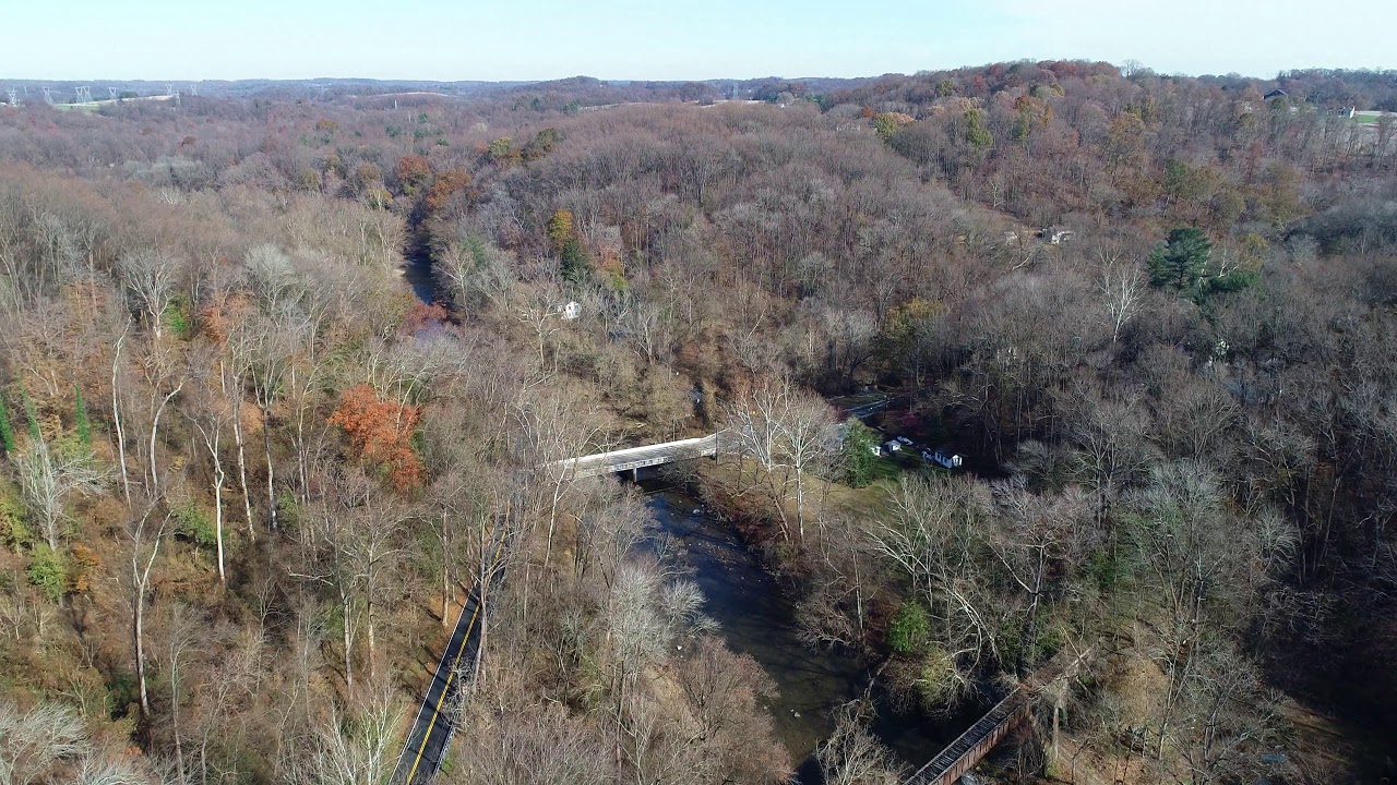 Aerial View of Conowingo Maryland Fall Colors