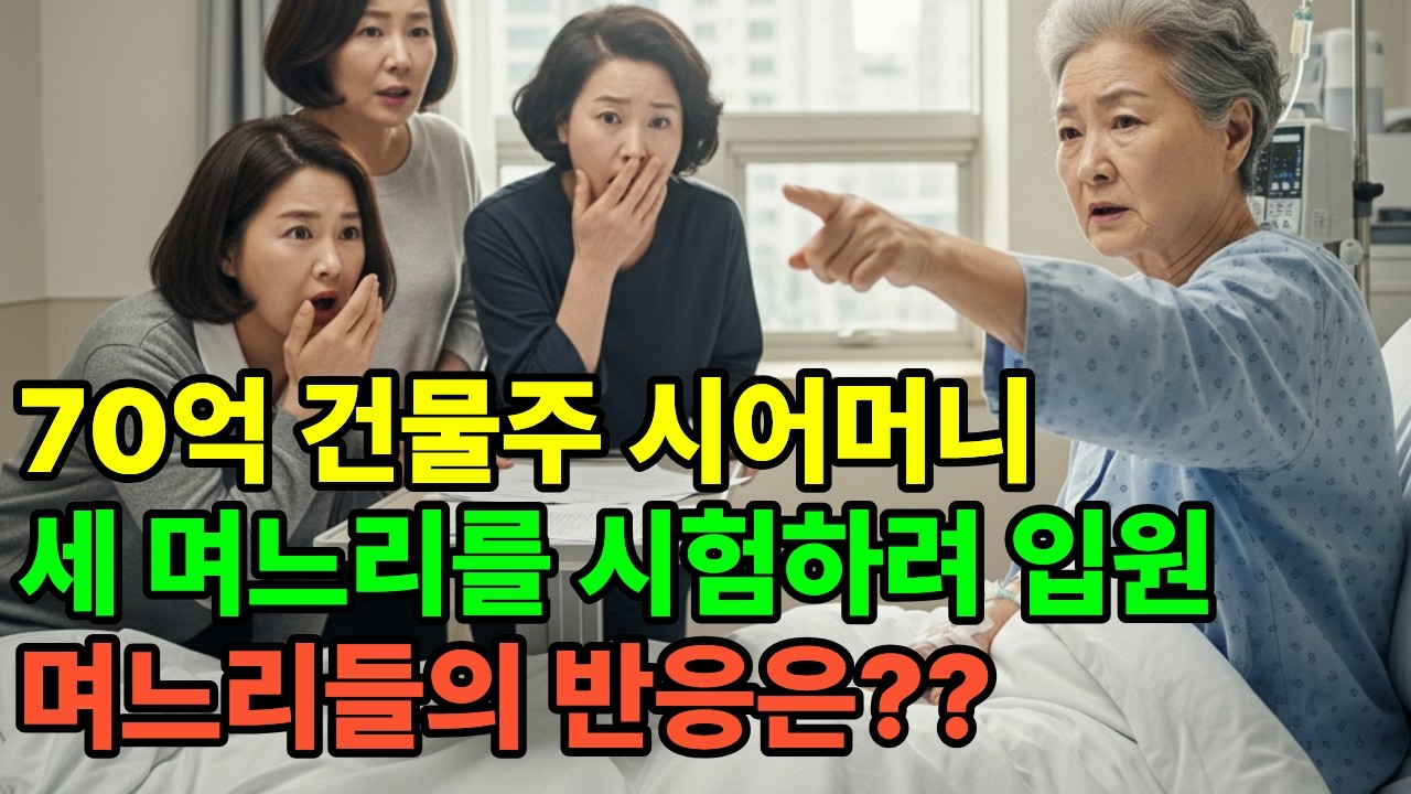 ✅ 70억 건물주 시어머니, 재산 물려주기 전 며느리 셋을 시험, 그 충격적인 결말