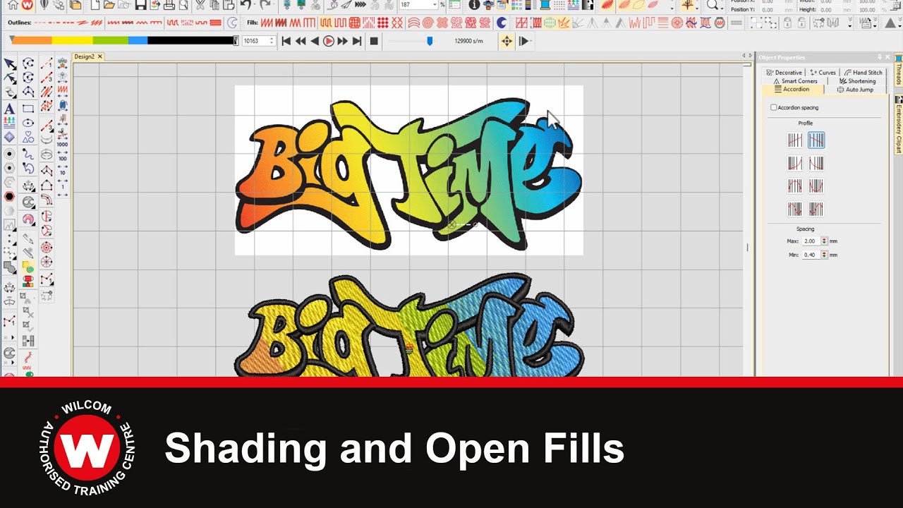 Wilcom Elements 3. Shading and Open Fills