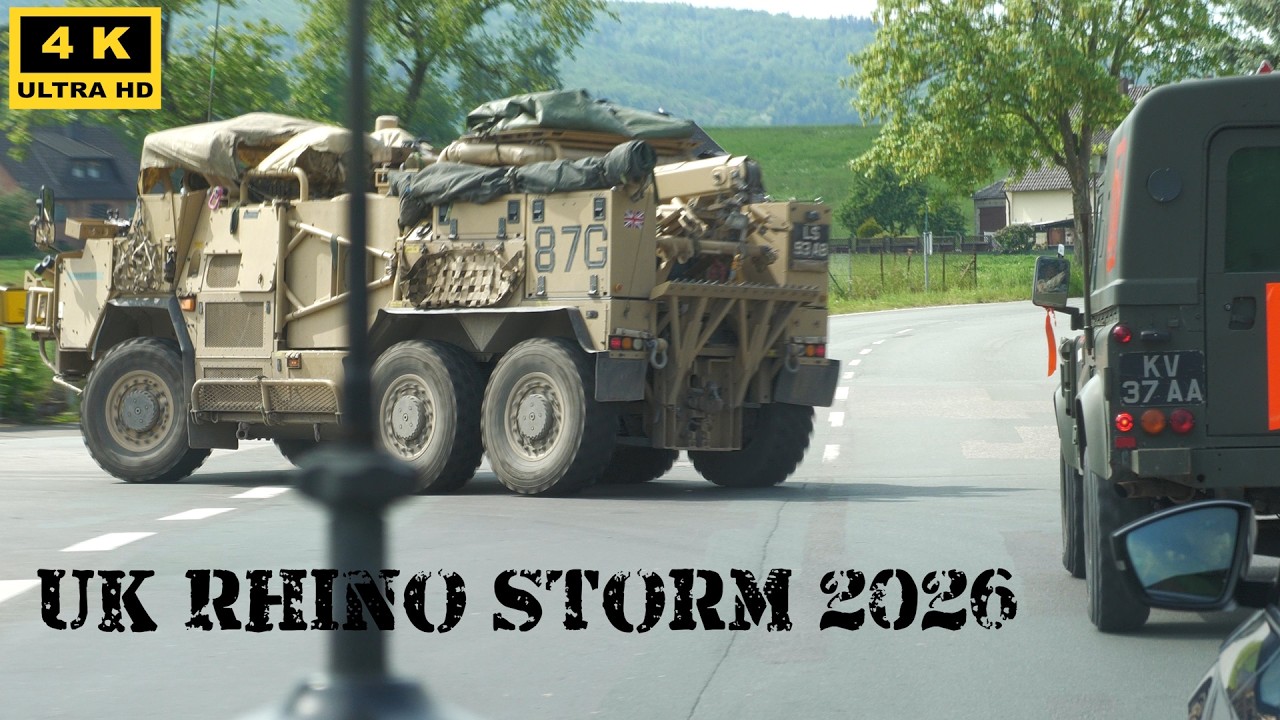 4Kᵁᴴᴰ British Army Exercise Rhino Storm 2026 Convoy Jackal, Coyote, MAN, Land Rover Defender Wolf