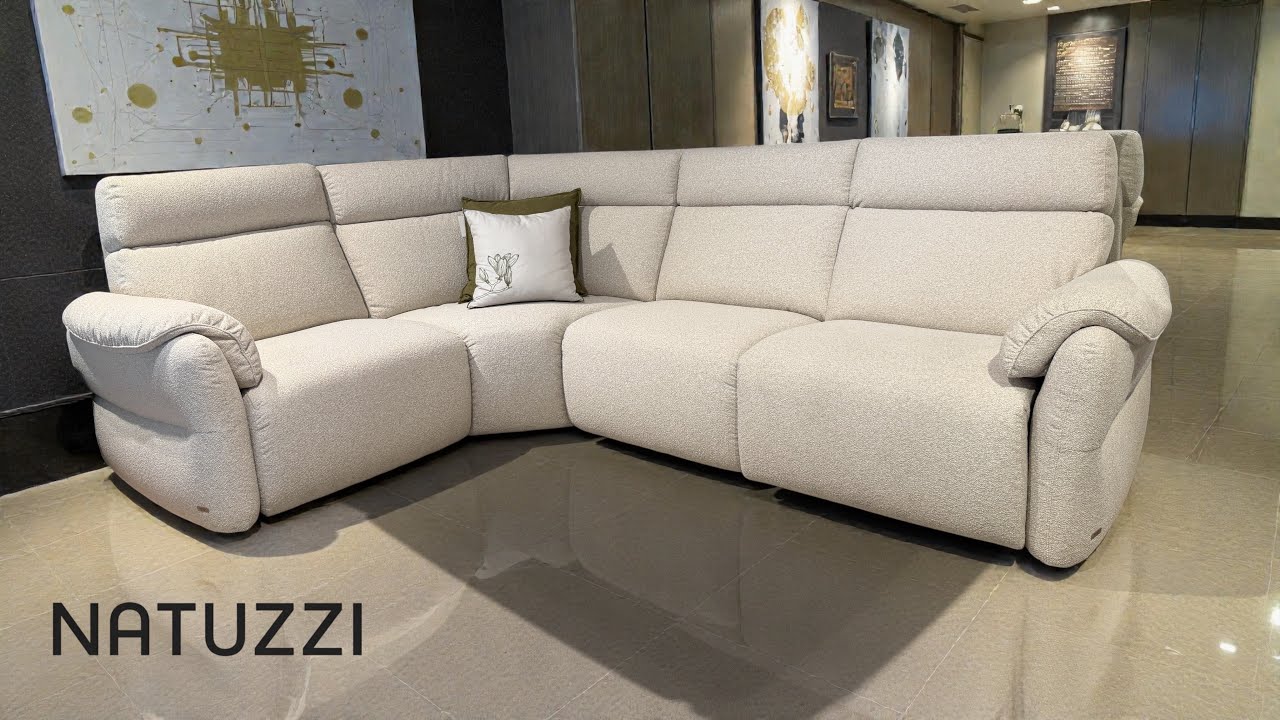 Natuzzi Editions Houston C280 Power Recliner Corner Sofa, Oat Boucle, Outlet Display Deal