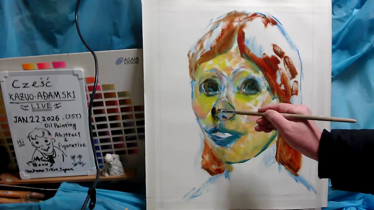 Oil painting  portrait day 1  op1626-1 [LIVE]--  