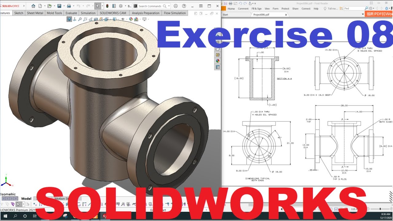 #59 Học Solidworks cơ bản.Thực hành vẽ khối 3D trong Solidworks (P8)