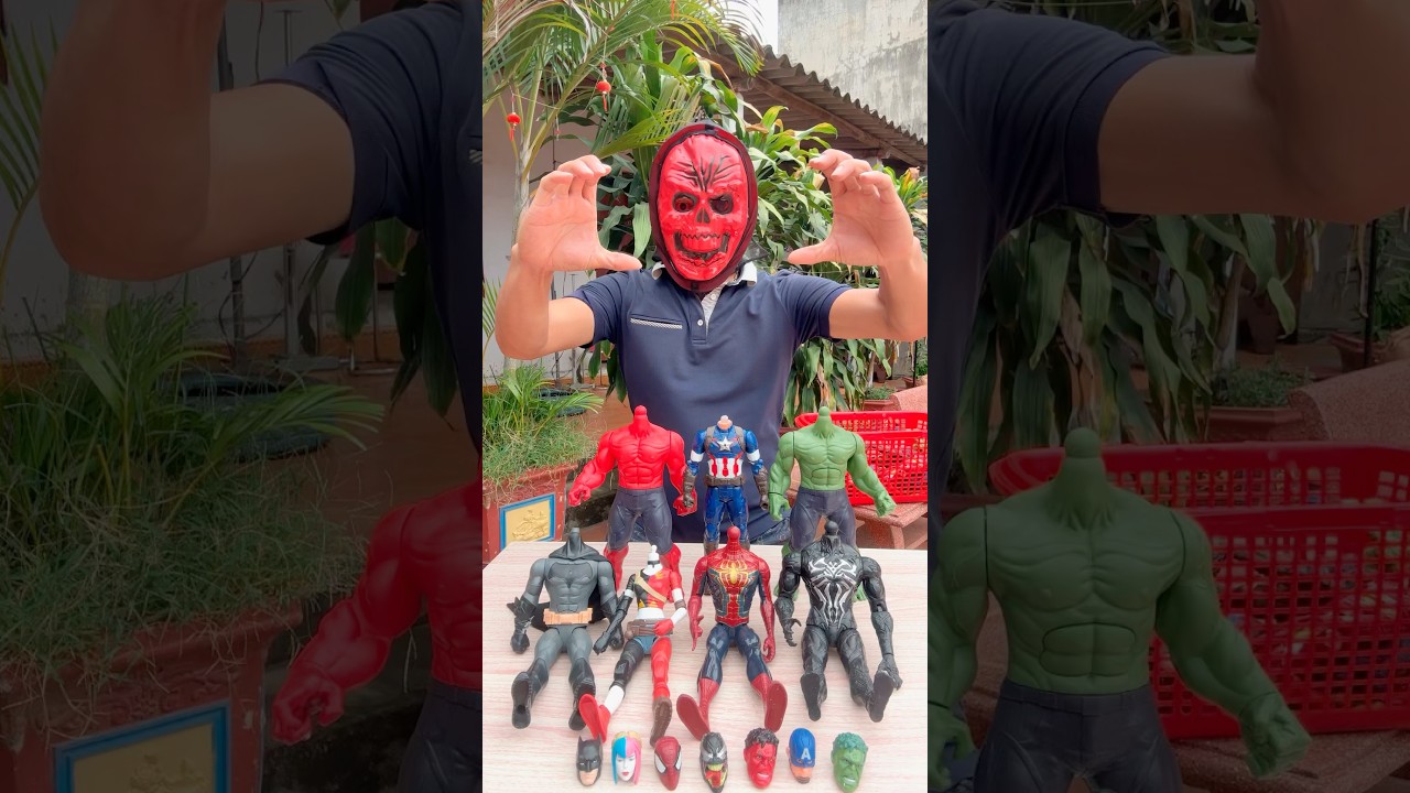 The enraged red-faced demon went in search of heads to add to his superhero collection