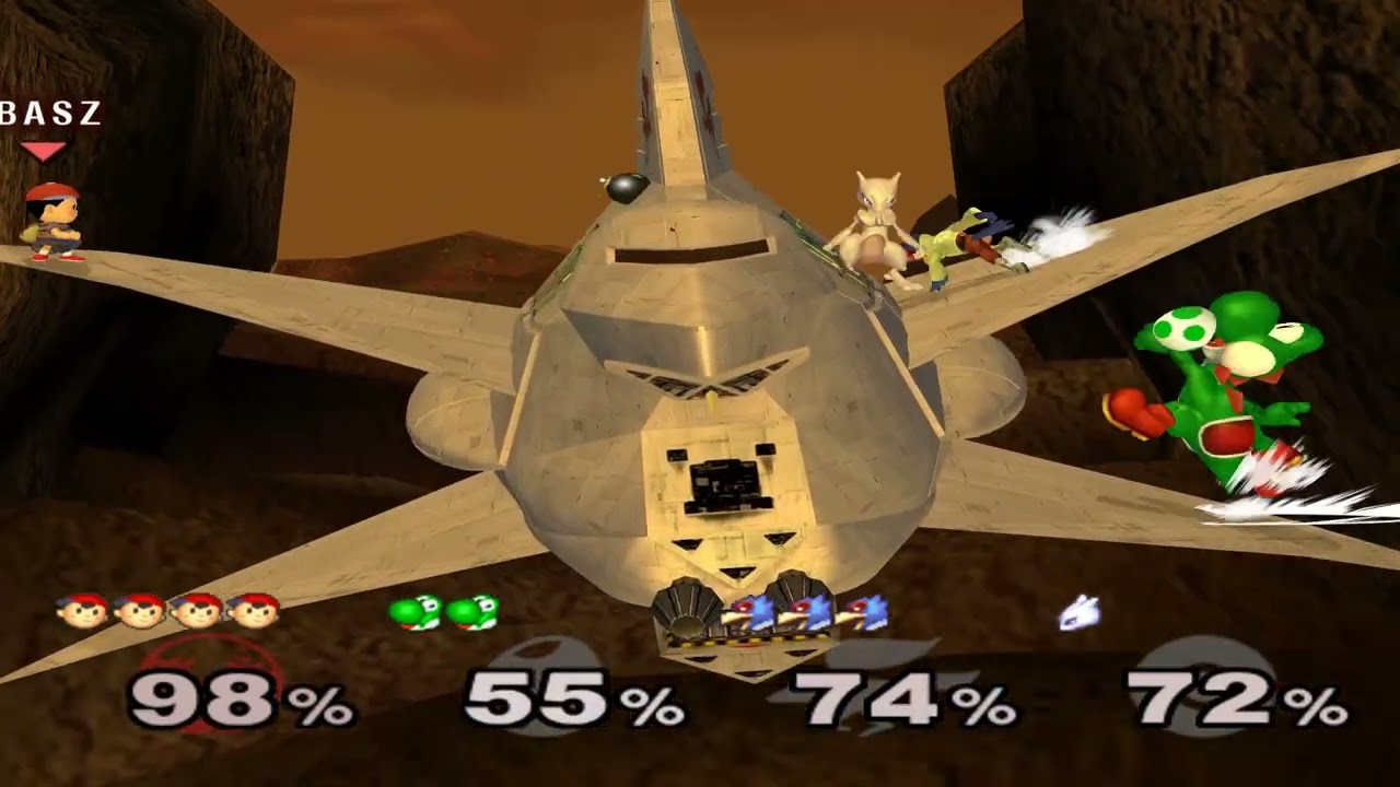Super Smash Bros Melee (GCN) Special Request #106 - Ness VS Yoshi VS Falco VS Mewtwo