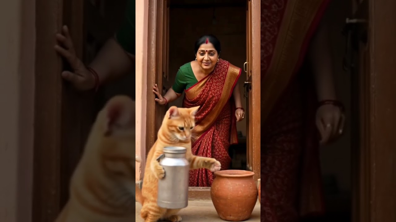 एक गांव मे बिल्ली दुध बेच राहा है