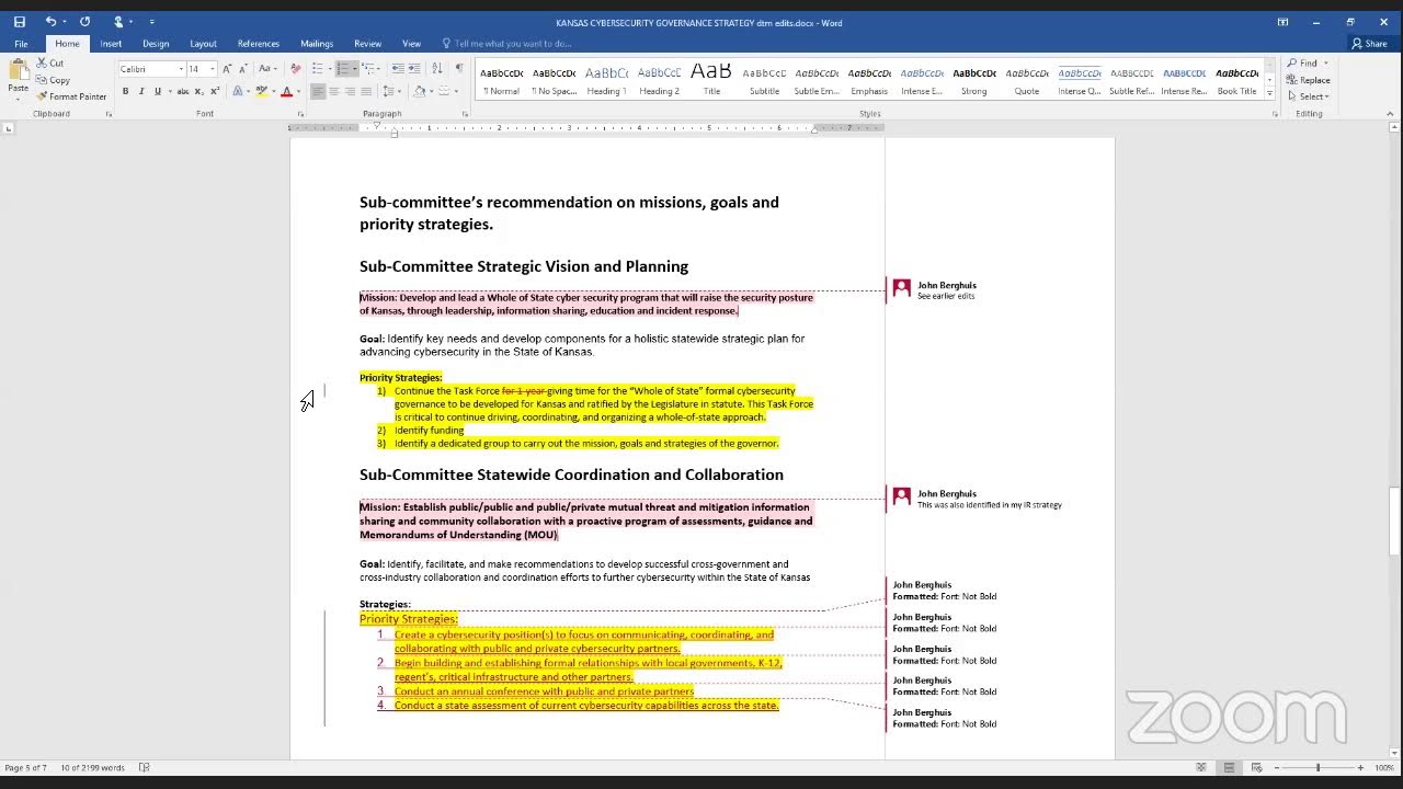 Kansas Cybersecurity Strategic Visioning & Planning Subcommittee