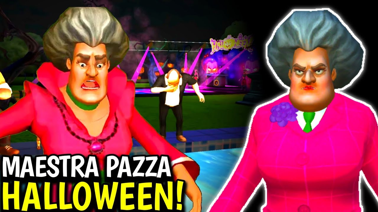 SCARY TEACHER 3D - LA MAESTRA PAZZA CADE NELLA PISCINA DI HALLOWEEN 😃 [Gameplay ITA]
