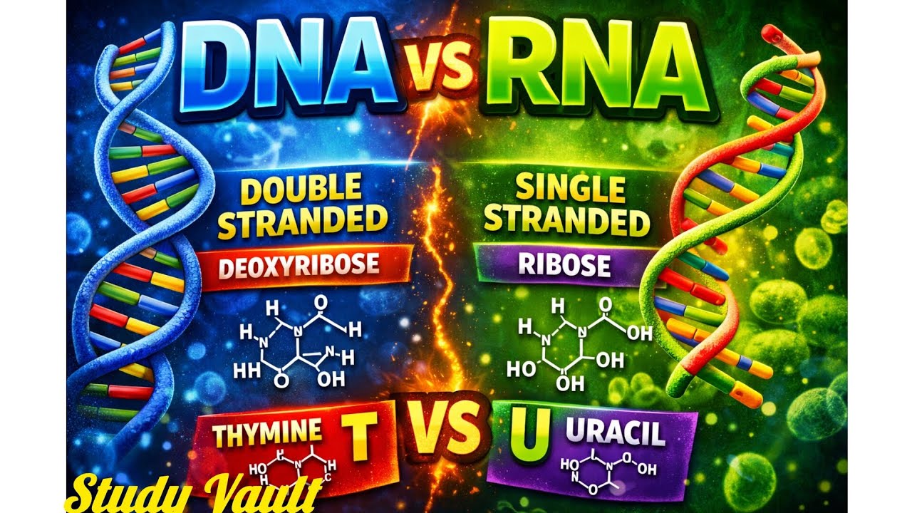 Difference between DNA & RNA डी एन ए और आरएनए में अंतर 