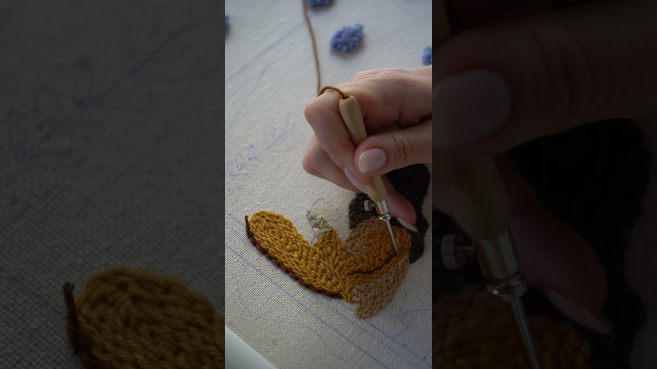 Autumn #punchneedle #pillow in process 🌧️ #craft #diy #handmade #embroidery #ковроваявышивка