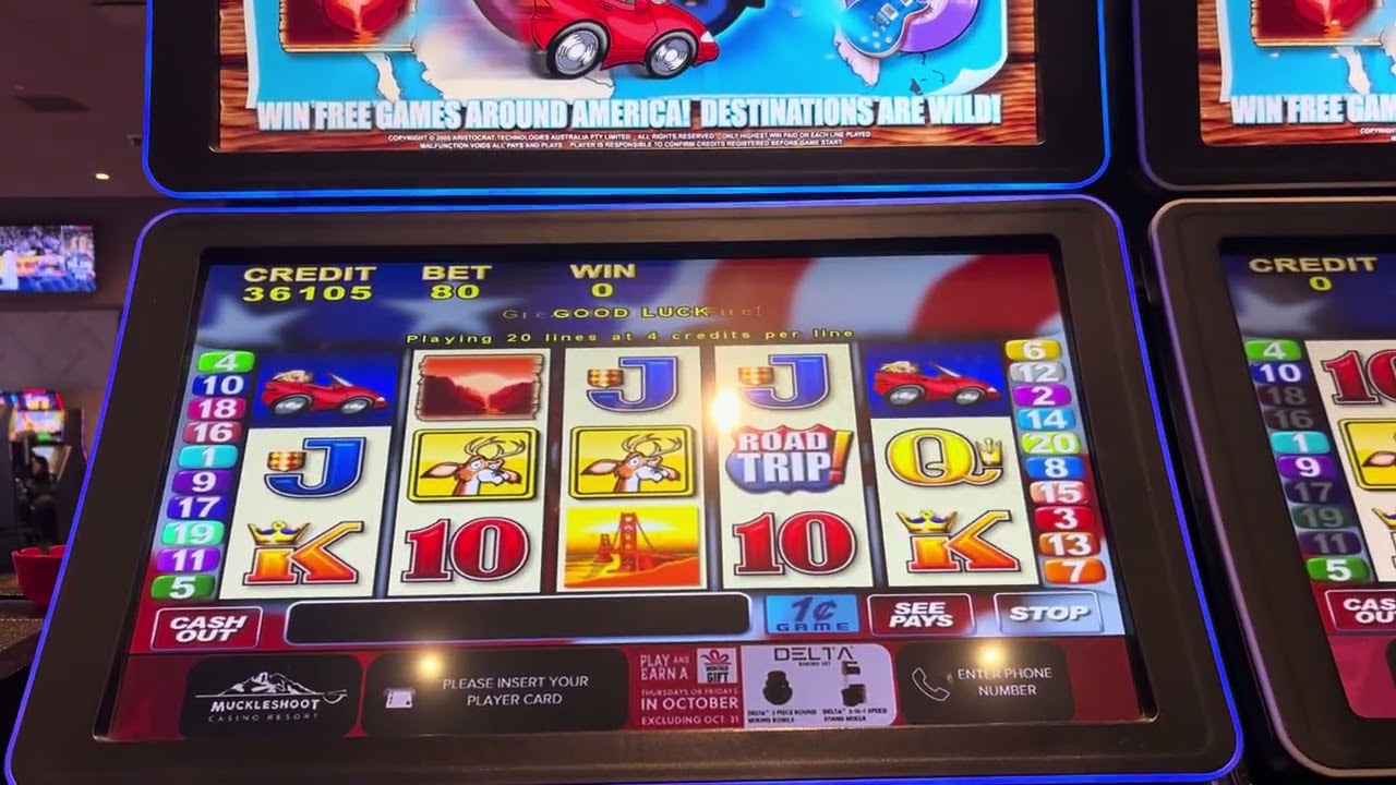 Playing Road Trip while on a road trip! Road Trip by aristocrat with bonuses!!