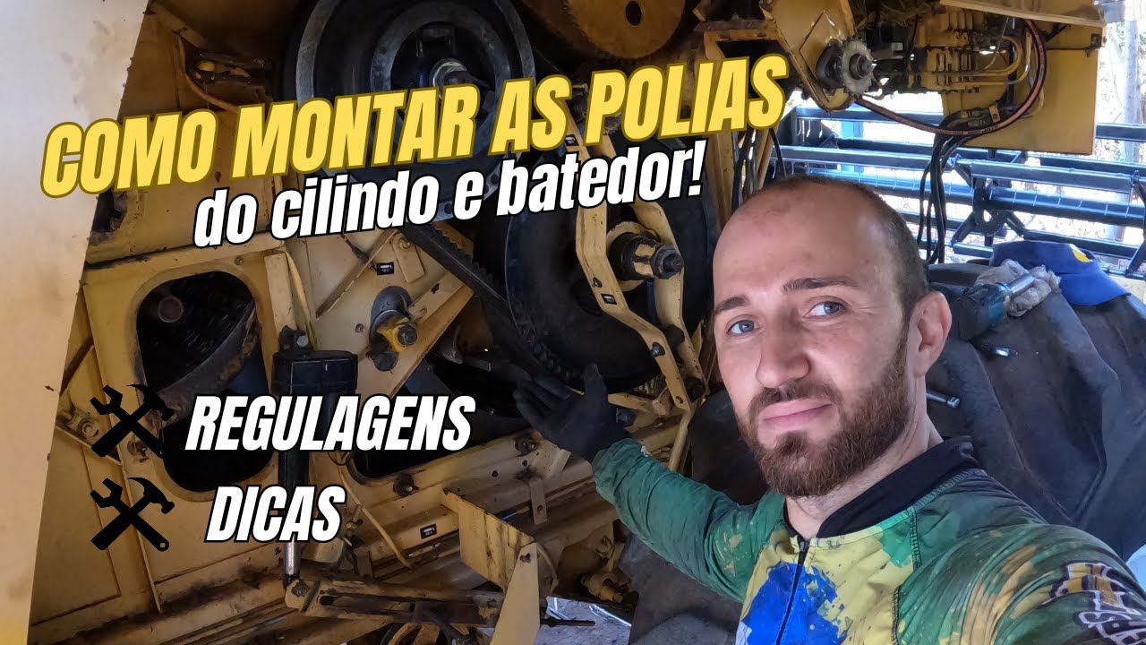 Como montar as polias do cilindro e batedor da TC57 New Holland.