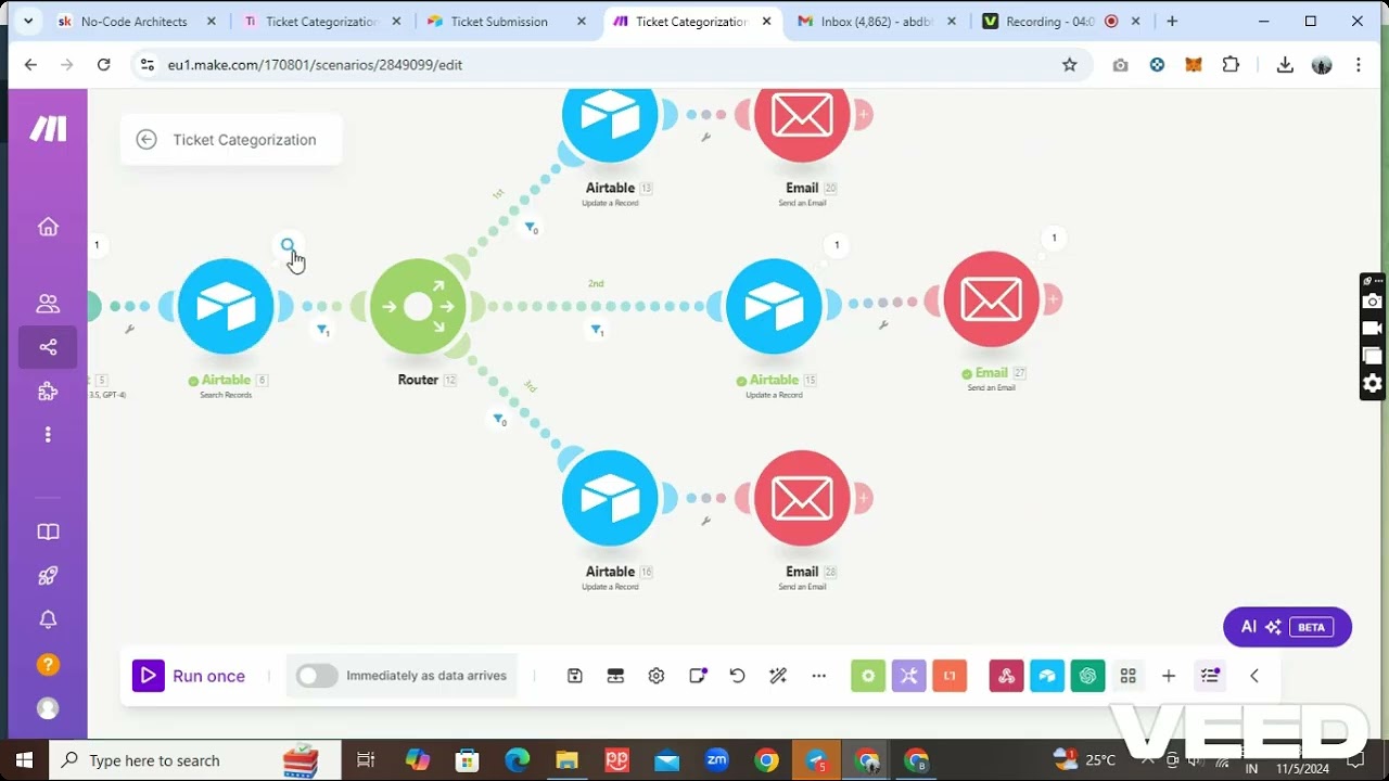 Support Ticket Categorization Automation with Airtable & Make