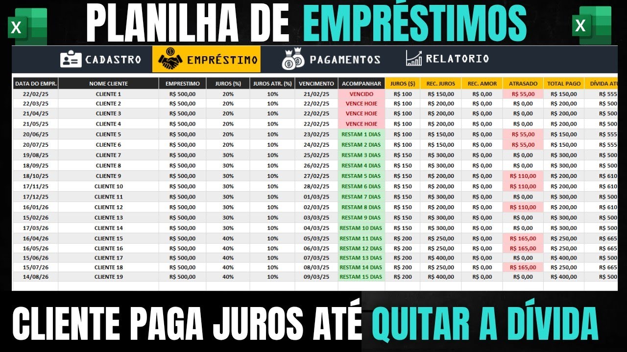 PLANILHA EMPRÉSTIMOS AGIOTA. COBRANÇAS WHATSAPP | 2025 |