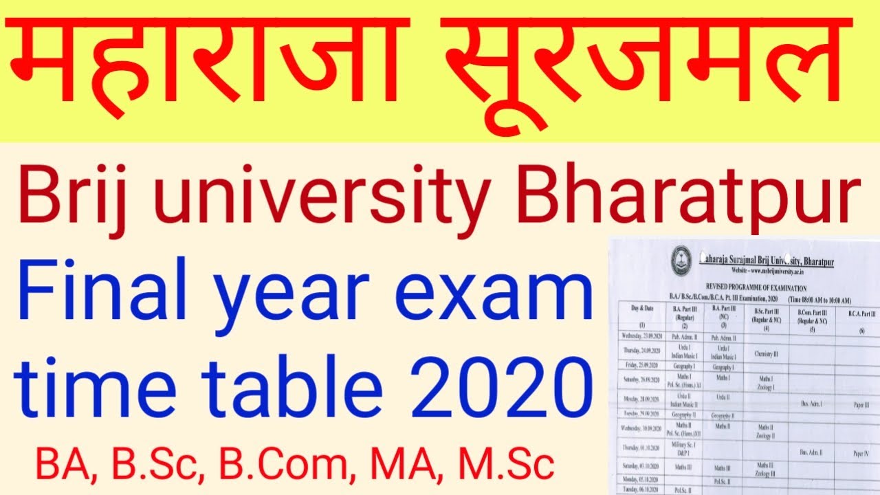 Brij university final year exam time table 2020