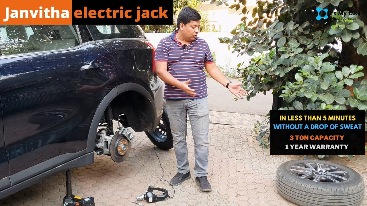 Change flat tyre in minutes without a drop of sweat | Janvitha 3 ton electric car jack with wrench.
