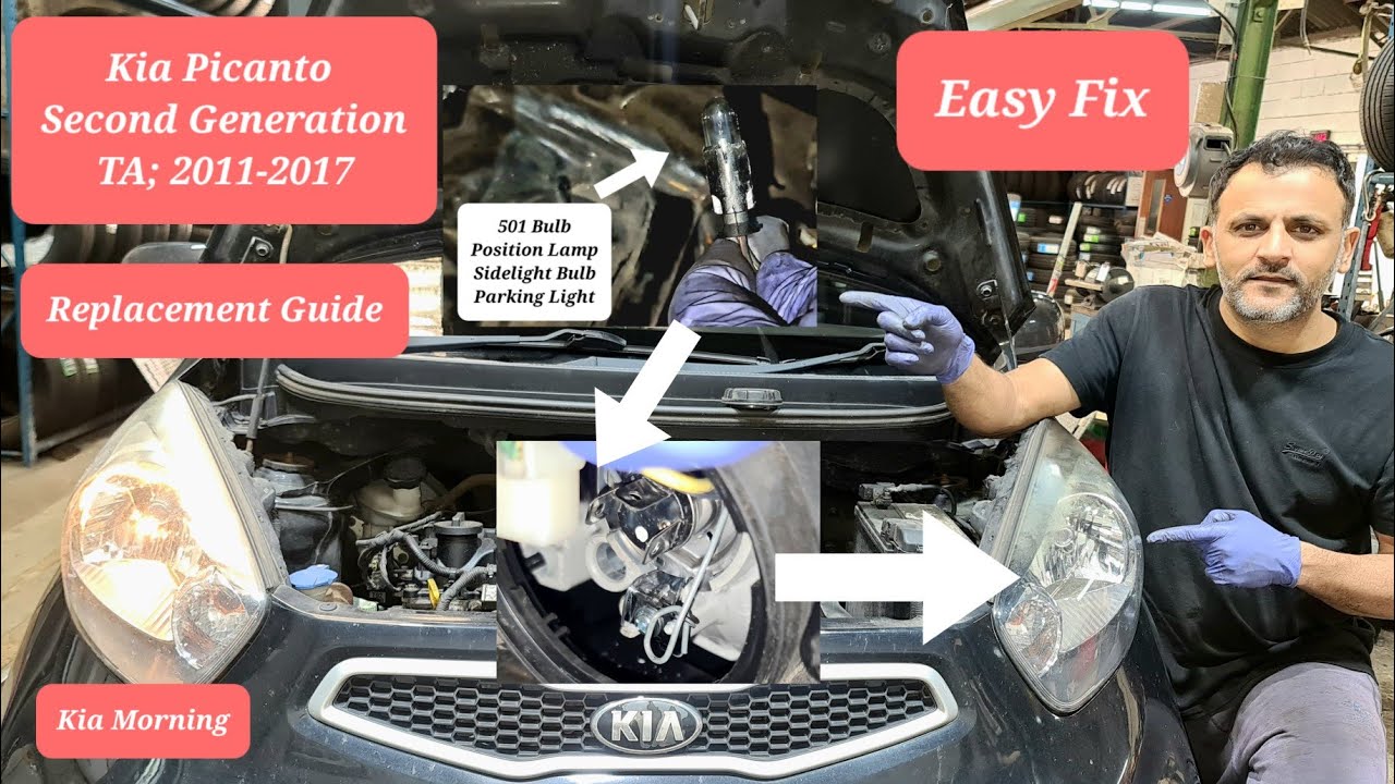 how to change Position Lamp | Sidelight | Parking Lamp on Kia Picanto mk2 #headlight