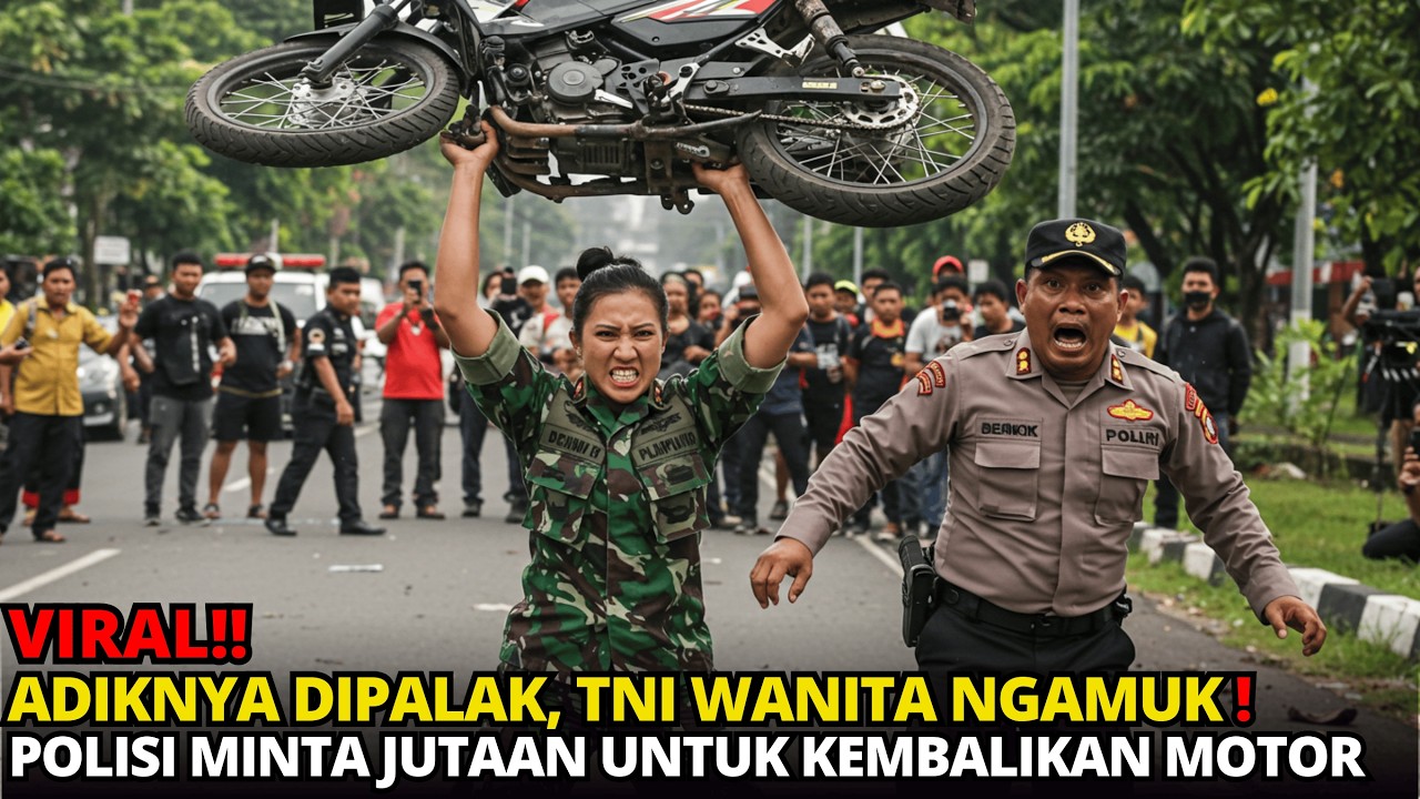 KACAU‼️ POLISI GENDUT AROGAN DIBANTAI TNI WANITA‼️ ADIKNYA DIPALAK SAAT AMBIL MOTOR!