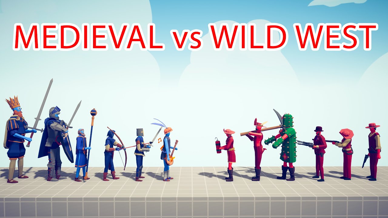 MEDIEVAL Team vs WILD WEST Team - Totally Accurate Battle Simulator TABS