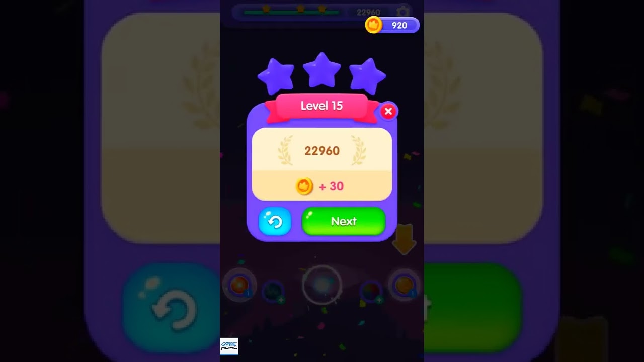 Bubble Shooter Star Level 15 Cleared with 3 Stars⭐⭐⭐ #shorts #gamepointpk