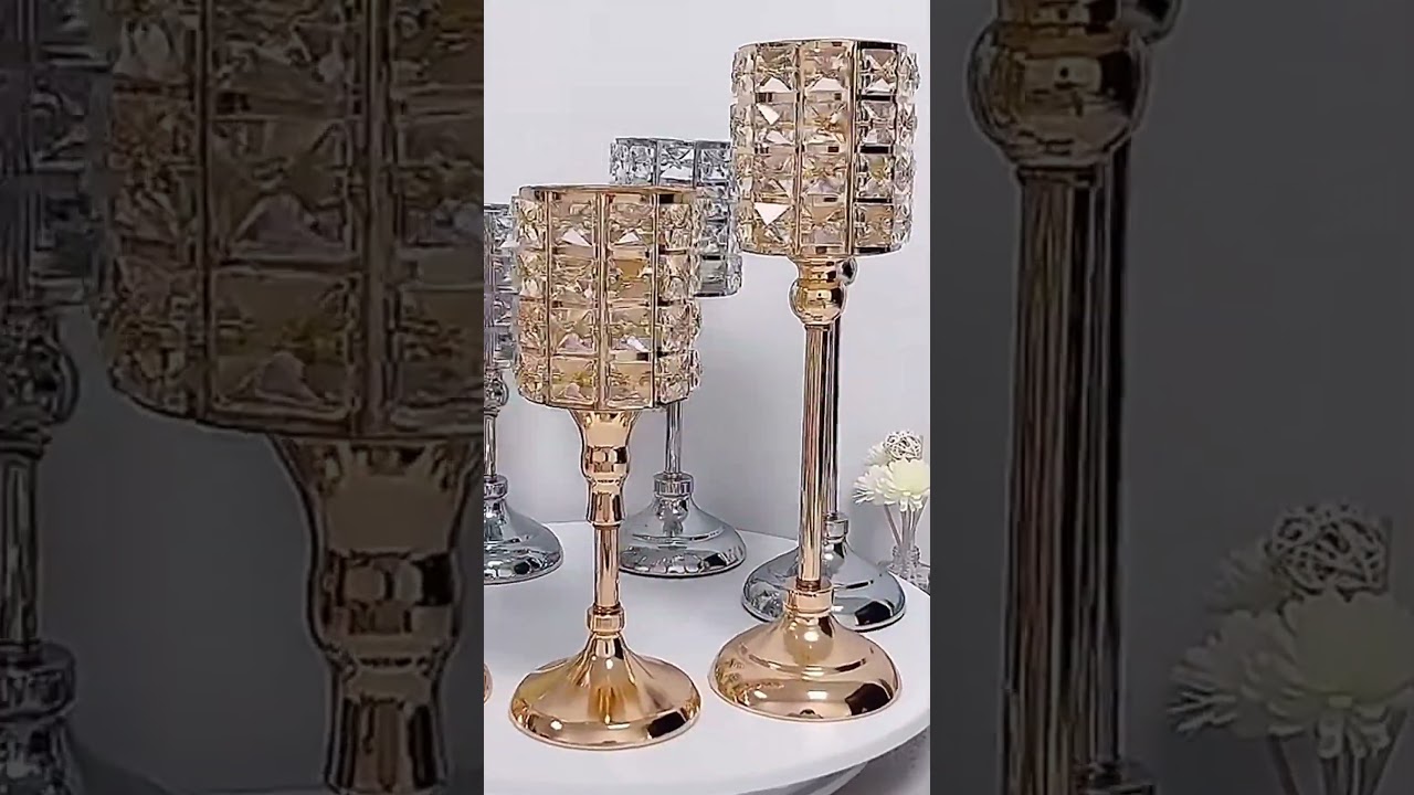 metal crystal candle holders for your home #shorts #homedecor #wedingdecor #fyp