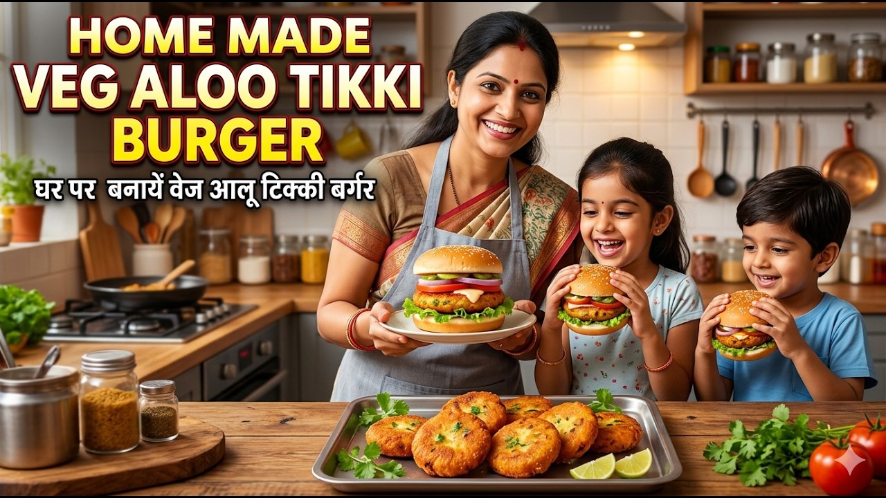 McAloo Tikki Burger at Home! 🍔 Crispy Homemade Patty Recipe #AlooTikkiBurger #crispyburger