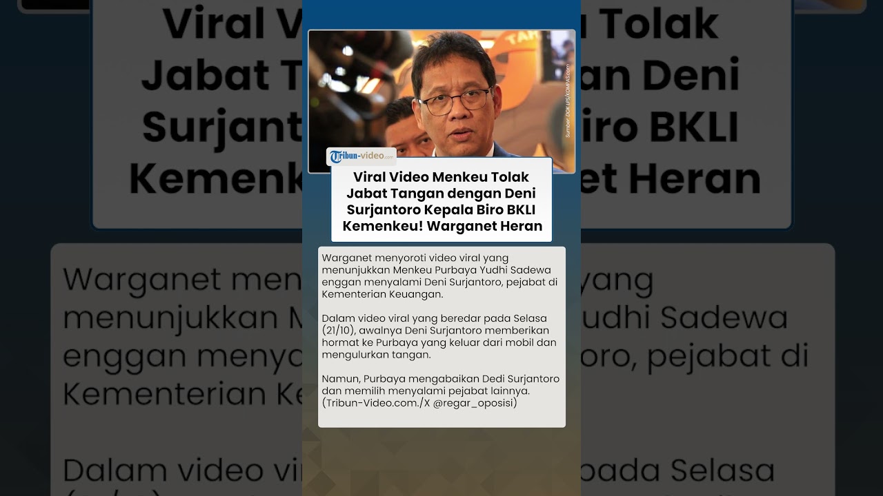 Warganet Heboh soal Video Viral Menkeu Purbaya Tolak Salami Deni Surjantoro Pejabat Kemenkeu