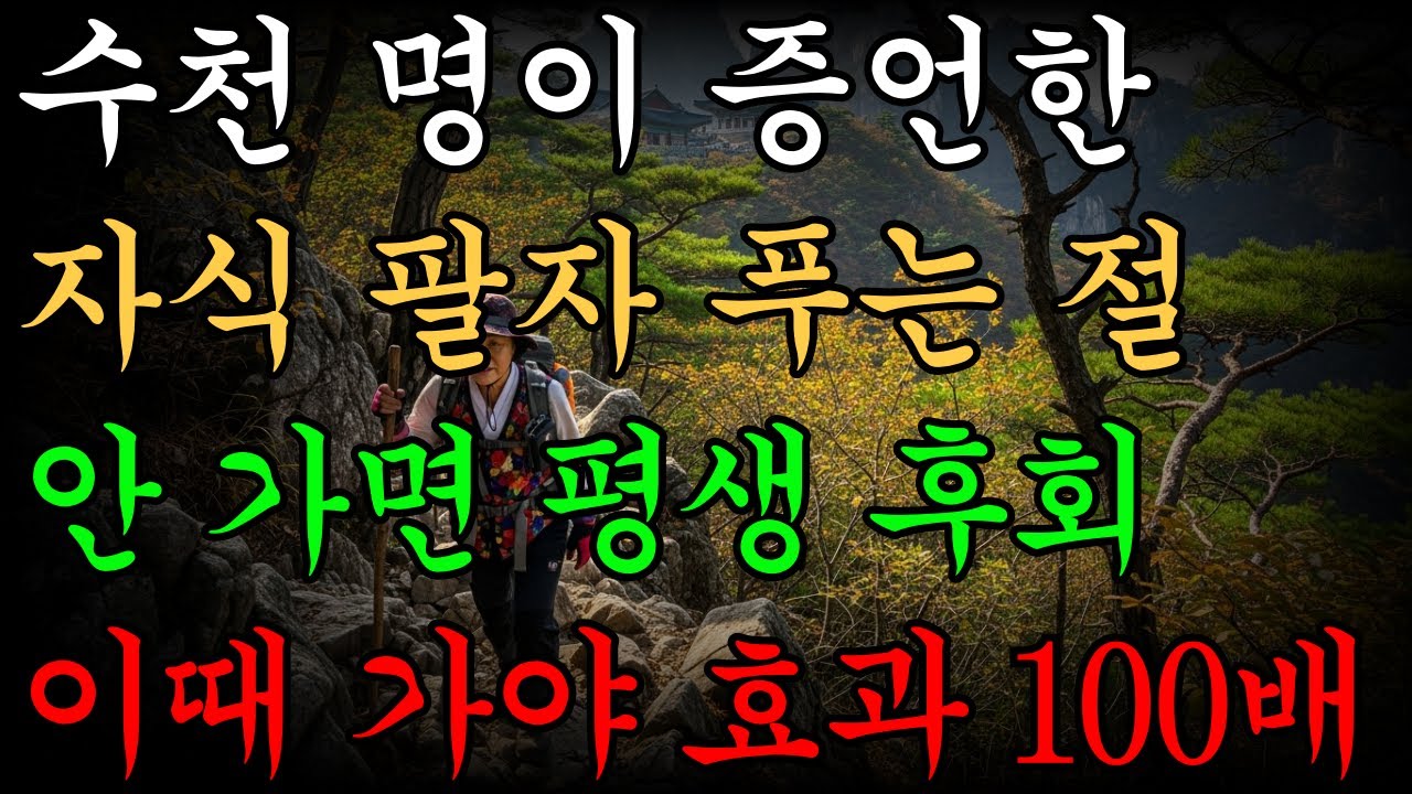 자식 팔자 막혔을 때 딱 한 번만 가면 되는 절 3곳｜이 날 이 시간에 가야 문이 열립니다｜부모들만 아는 영험 기도처｜부처님 말씀 명상｜불교 명언