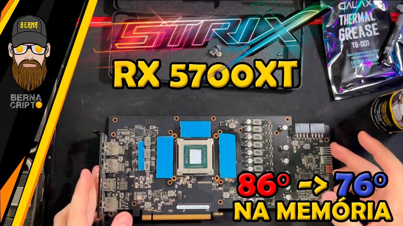 🚑 CIRURGIA - TROCA DE THERMAL PADS E PASTA TÉRMICA NA ASUS ROG STRIX RX 5700XT; GELOU FOI TUDO 🧊