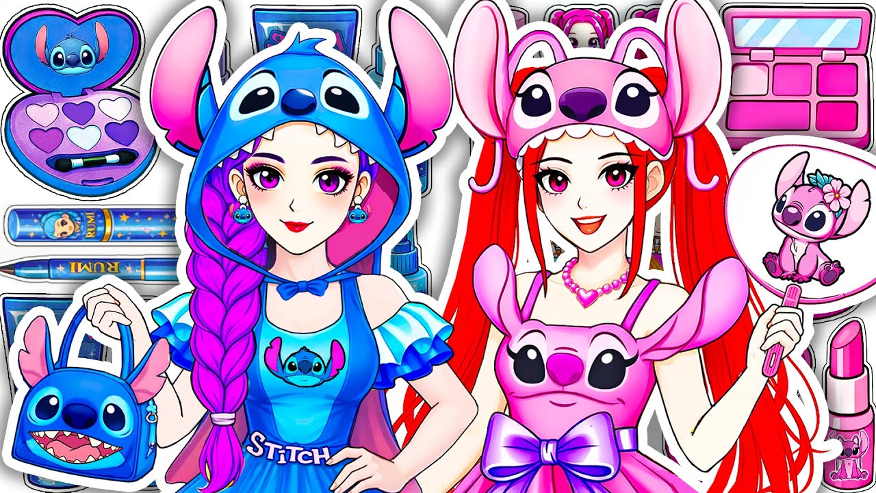 Pink VS Blue 🎀💙 KPOP DEMON HUNTERS RUMI Mira Glow Up Into Stitch Fashion + Makeup Blind Bag Unboxing