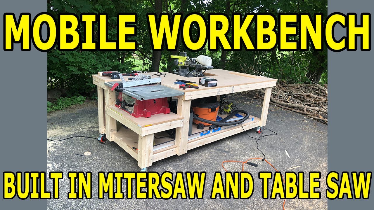 How I built my mobile workbench with a built in table saw and miter saw
