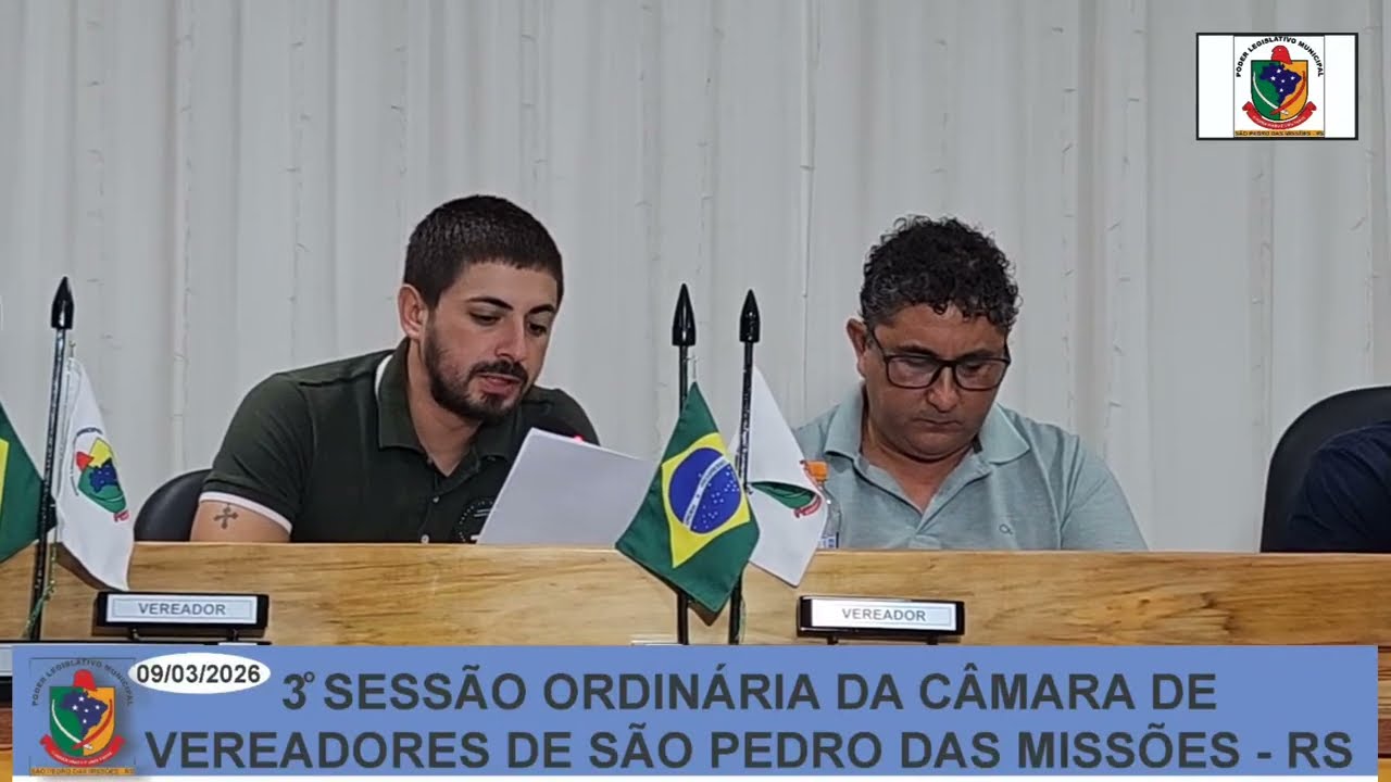 SÃO PEDRO DAS MISSÕES:  CÂMARA DE VEREADORES DE SÃO PEDRO REALIZOU A 3ª SESSÃO ORDINÁRIA