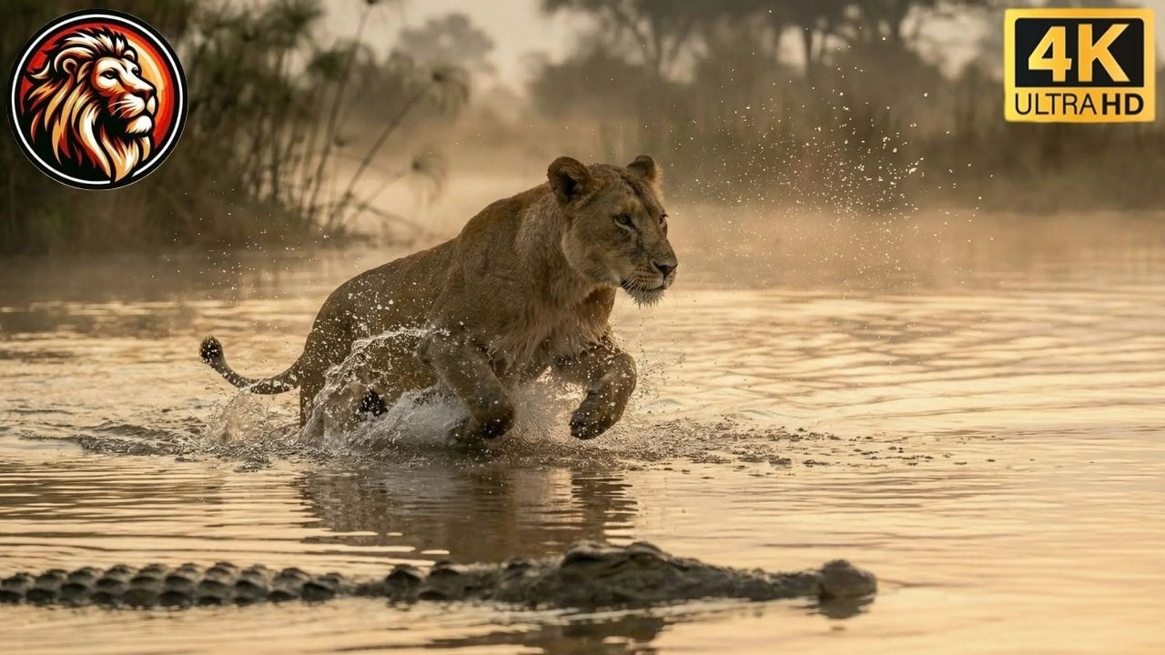 Okavango: Leones Desafían las Fauces de Cocodrilos #animalessalvajes | Mundo salvaje 360