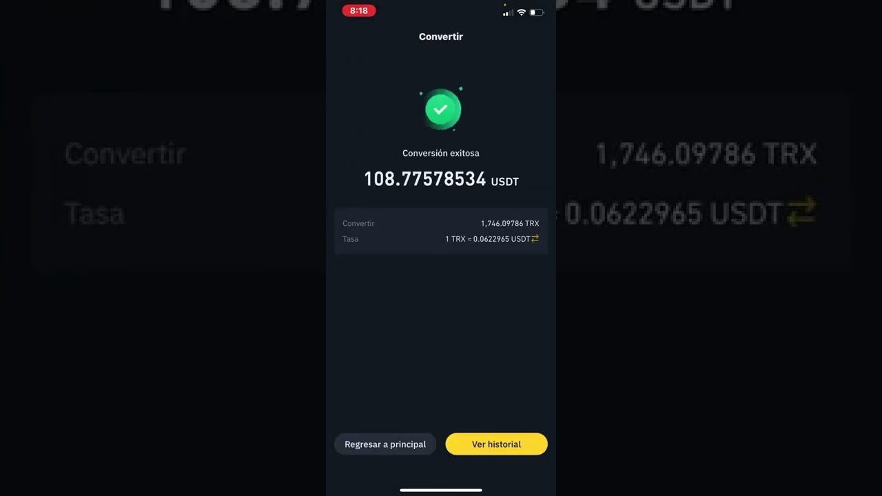 C&oacute;mo convertir TRX TRON a USDT en BINANCE es muy f&aacute;cil