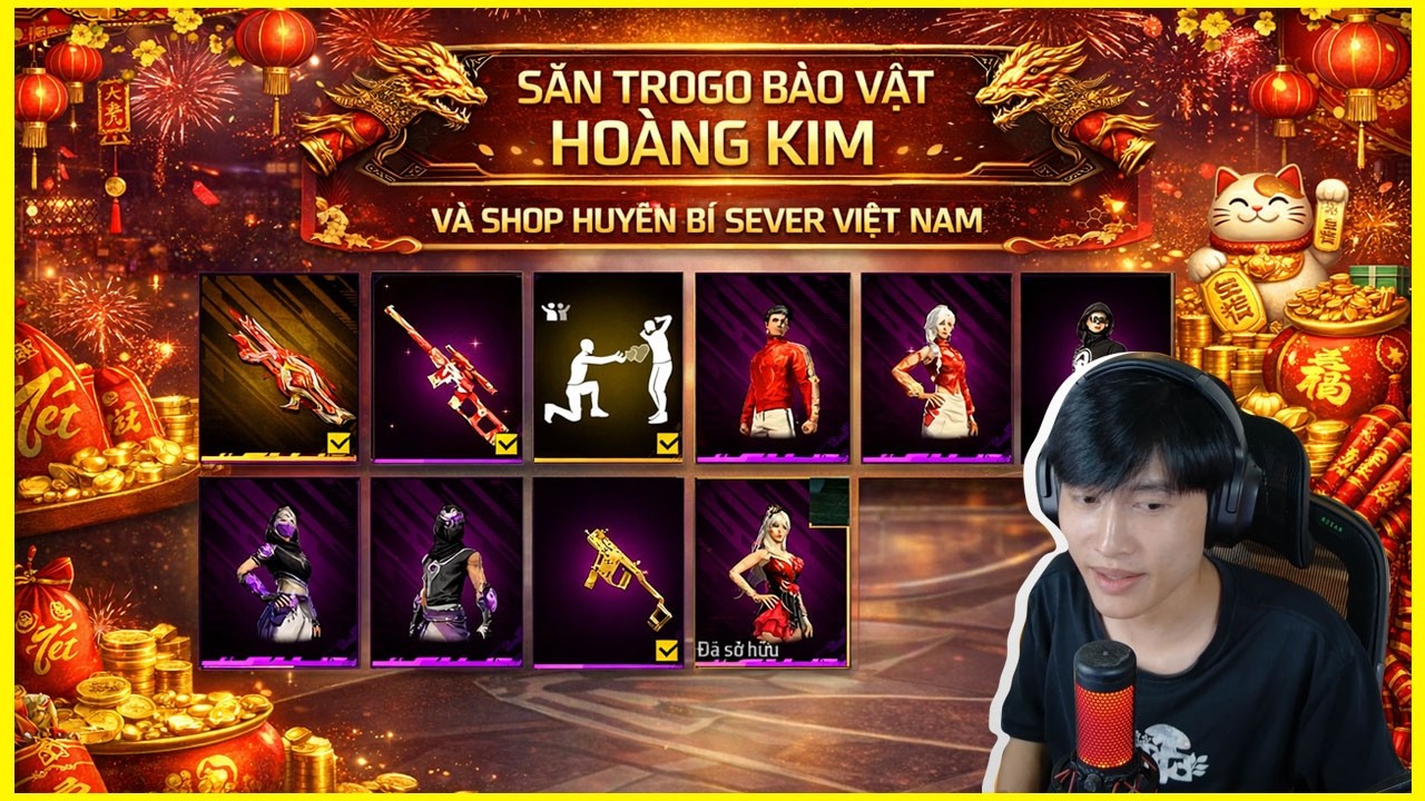 FREEFIRE|  SĂN SHOP HUYỀN BÍ VÀ TROGON BẢO VẬT HOÀNG KIM SEVER VIỆT NAM