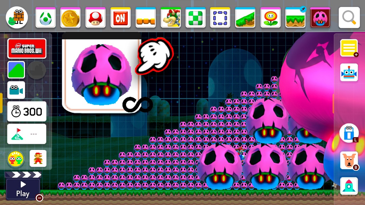 SUPER CHAOS! Spawning 999 Power-ups in Super Mario Maker 2 | Course Maker Experiment!