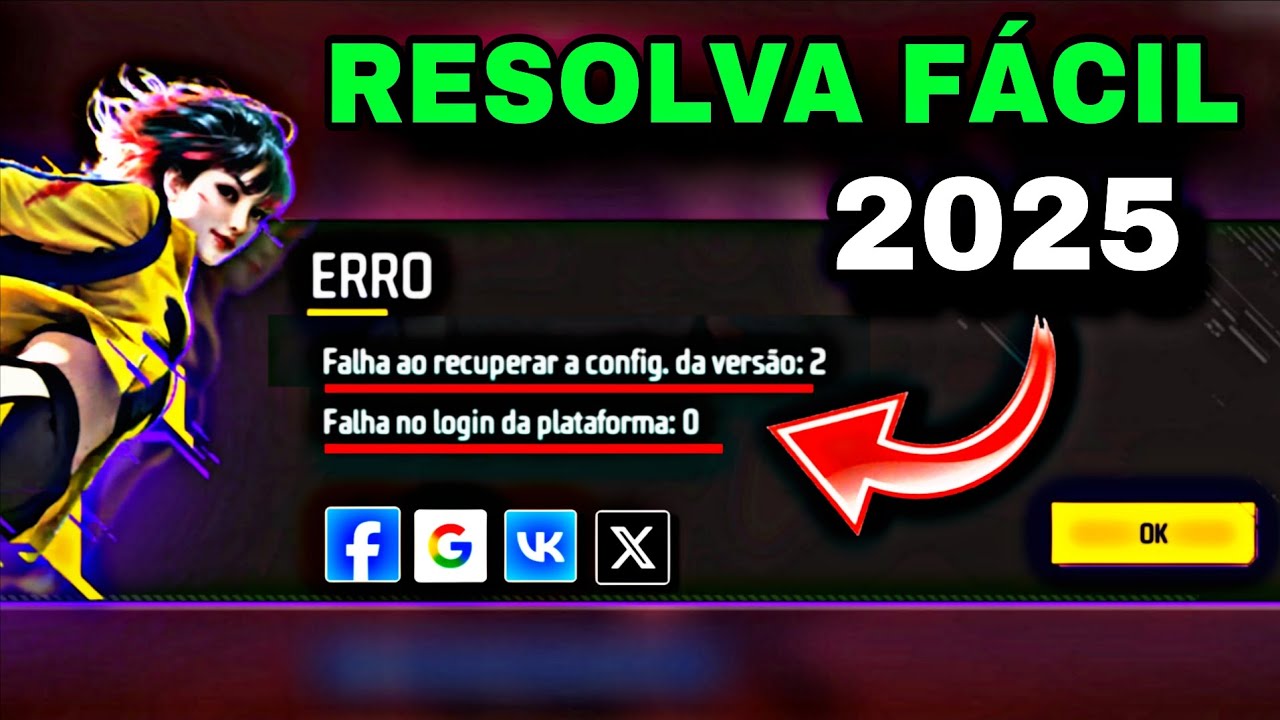 COMO RESOLVER ERRO DE FALHA NO LOGIN DA PLATAFORMA NO FREE FIRE 2025 (GOOGLE, VK, X  E FECEBOOK)