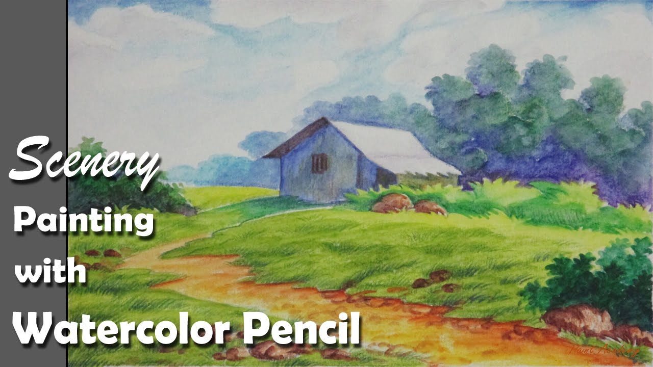 How to Paint A Scenery with Watercolor Pencil | Step by step | Episode-2