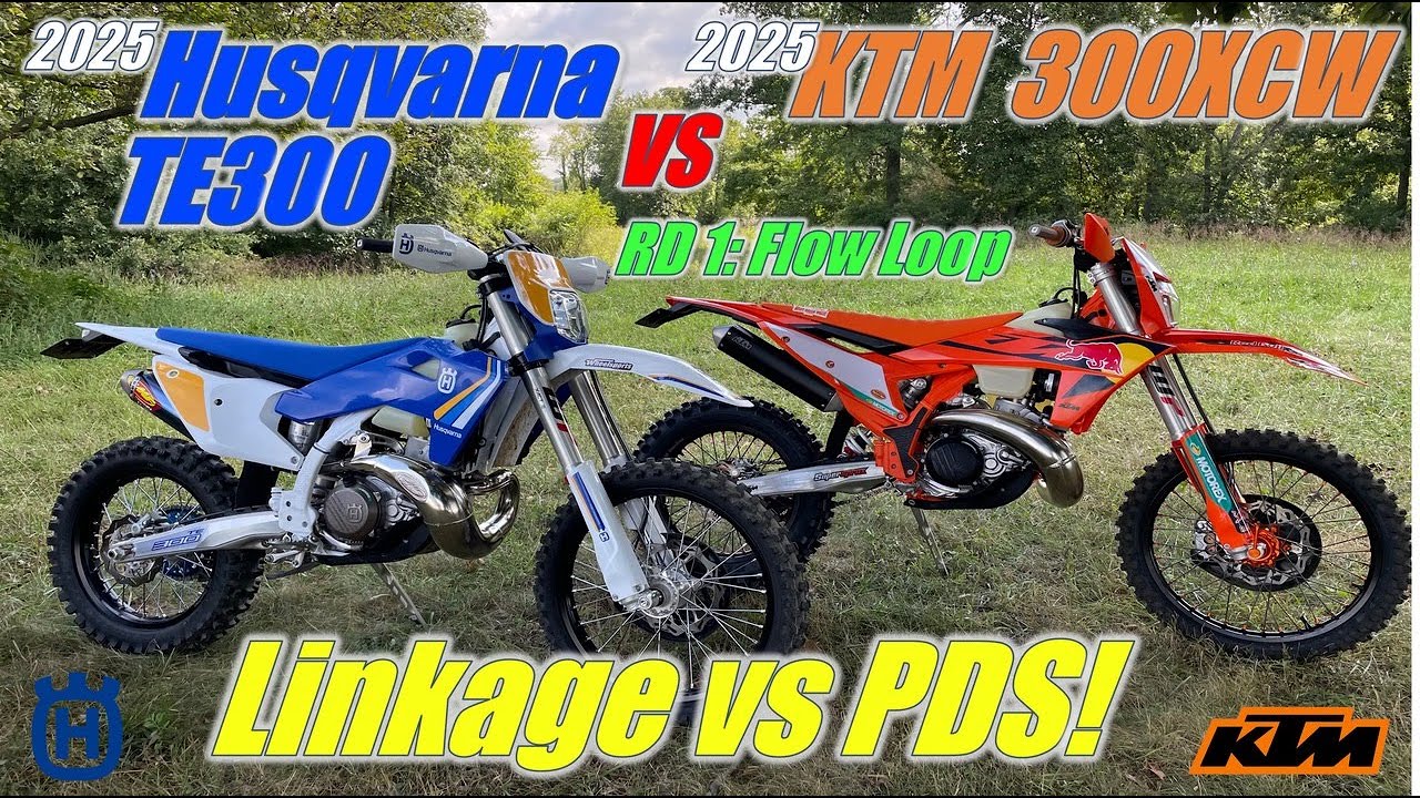 Linkage vs PDS!  2025 Husqvarna TE300 vs 2025 KTM 300XCW Back to Back on a Flow Woods Loop RD 1
