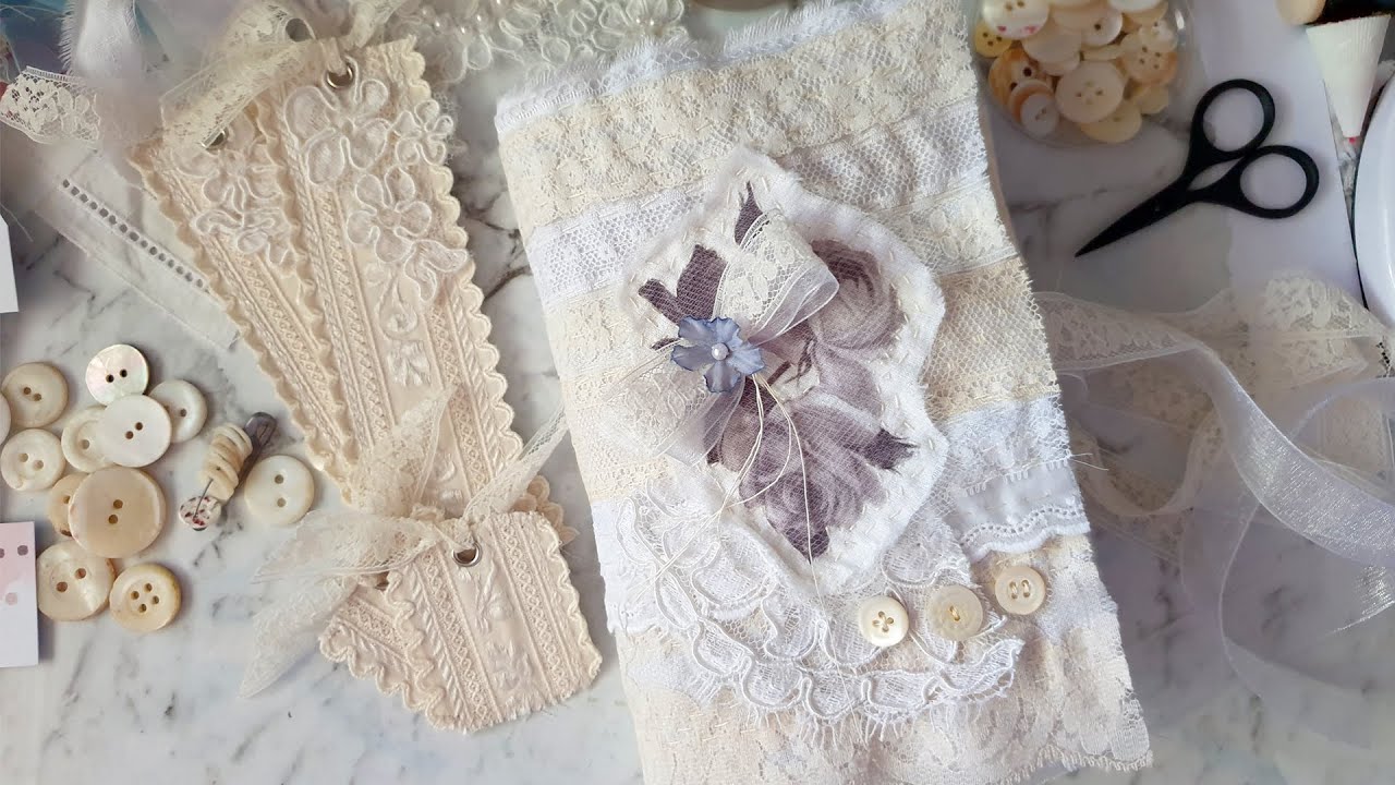 Making a Slow Stitched Lace Journal Cover using Lavish Laces