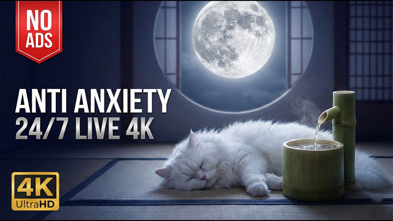 🔴 24/7 LIVE: Relaxing Music for Anti Anxiety Cats 🐈🎵 Deep Soothing Sound for Anxious, 4K No Ads