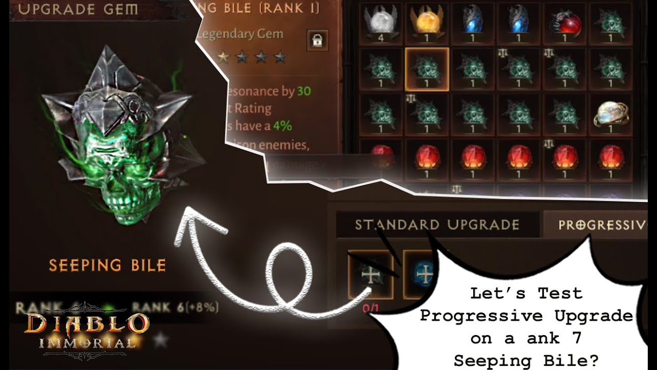 Is PROGRESSIVE UPGRADE on 5-Star Gem Cheaper? Let's Test on SEEPING BILE to Rank 7 | Diablo Immortal