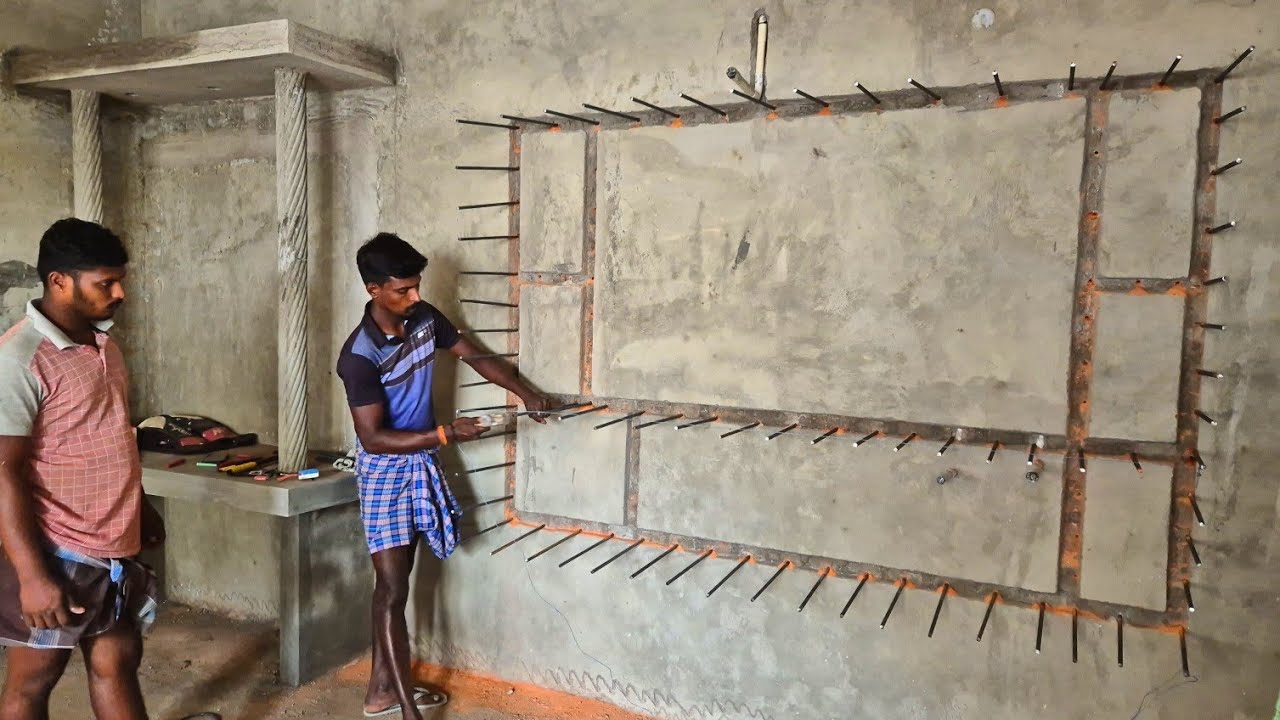 Technology of Wall TV Cupboard Making with Iron Rod Accurate|TV Unit design|TV Showcase
