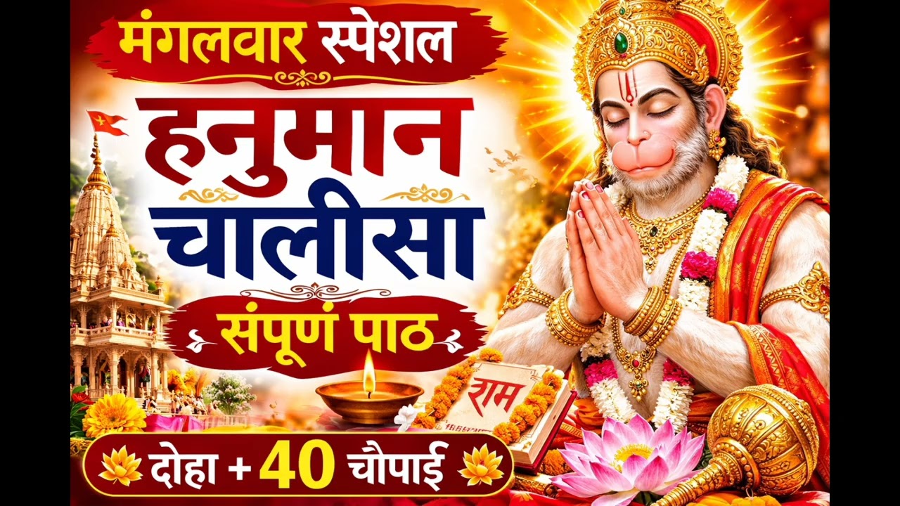 मंगलवार के दिन हनुमान जी की पूजा और हनुमान चालीसा का पाठ करना अत्यंत शुभ और फलदायी माना जाता है।✨ 