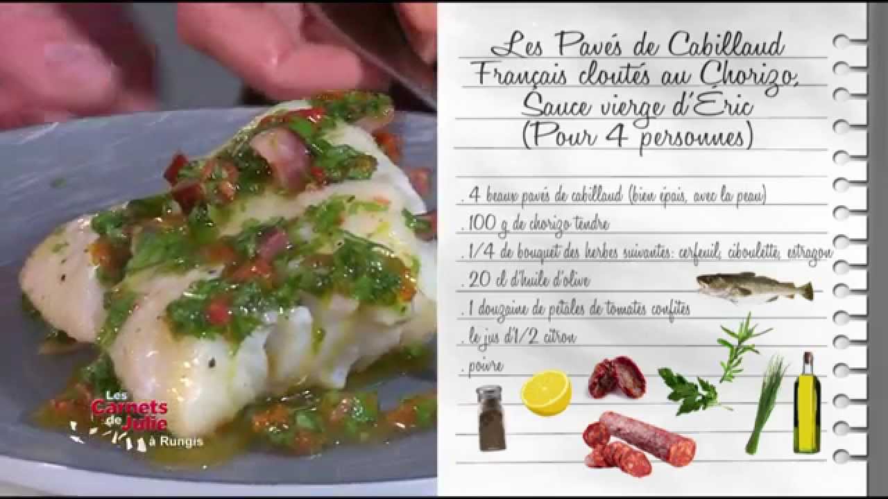 Recette : Pavés de cabillaud au chorizo d'Éric - Les Carnets de Julie