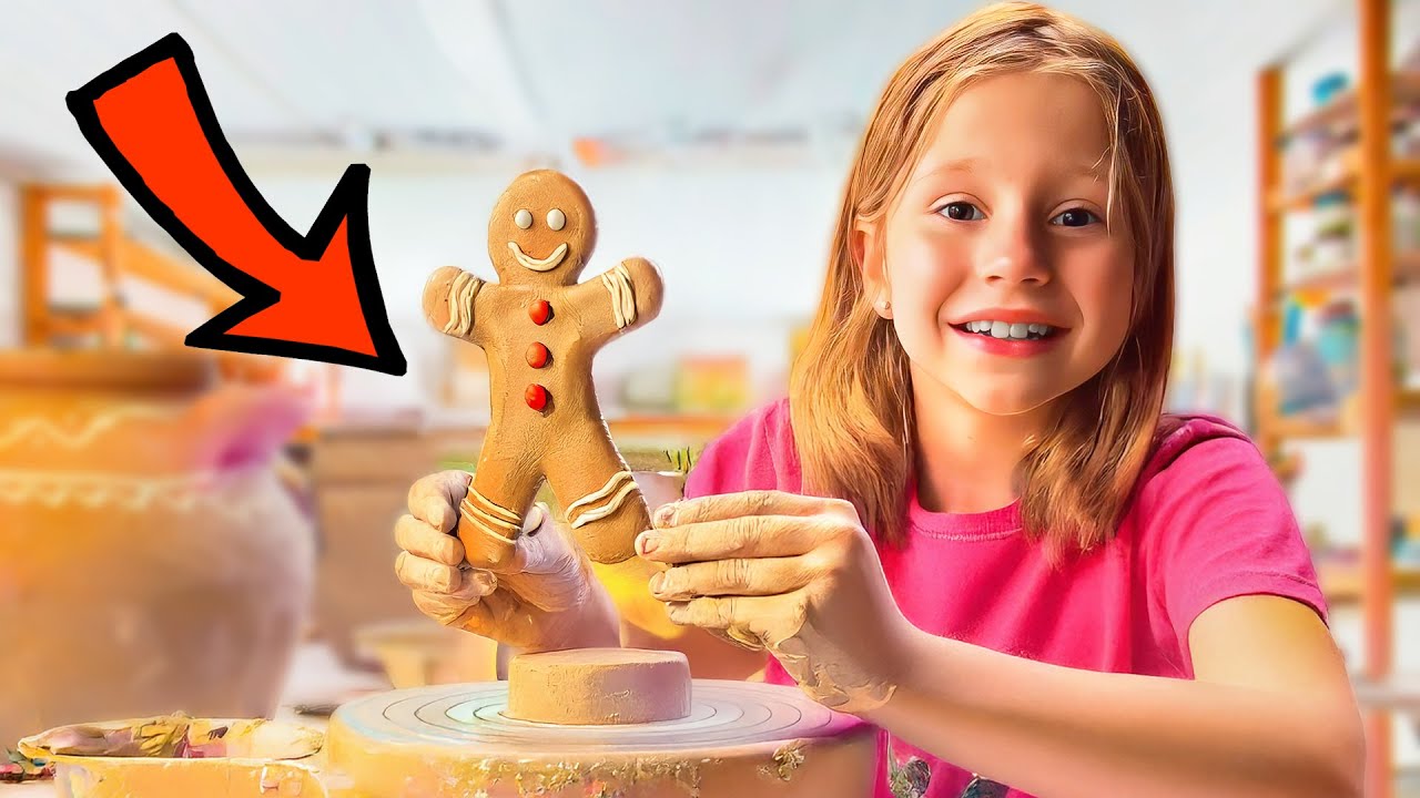Nastya and dad on a family trip to Alsace and the gingerbread museum