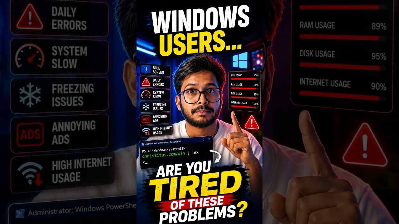 Fix 90% of Windows Problems with ONE Command! (No Software Needed) 💻🔥 #WindowsTips #PCTricks