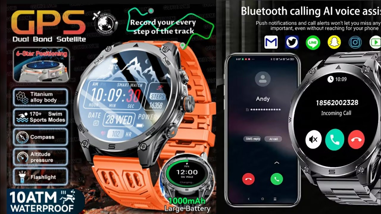 XIAOMI Military GPS Sports Smart Watch 10ATM Waterproof Built-in Dual-Band GPS Compass Altimeter